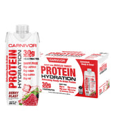 Carnivor Protein Hydration Berry Blast ready-to-drink shake with 30g protein and electrolytes, dairy-free and low-sugar.
